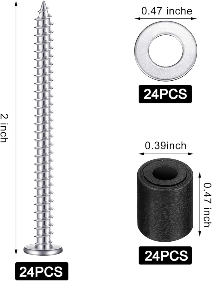 Hotop Pegboard Spacers Mounting Kit, Magnetic Pegboard Includes Screws, Spacers and Washers for 1/8-Inch and 1/4-Inch (48)