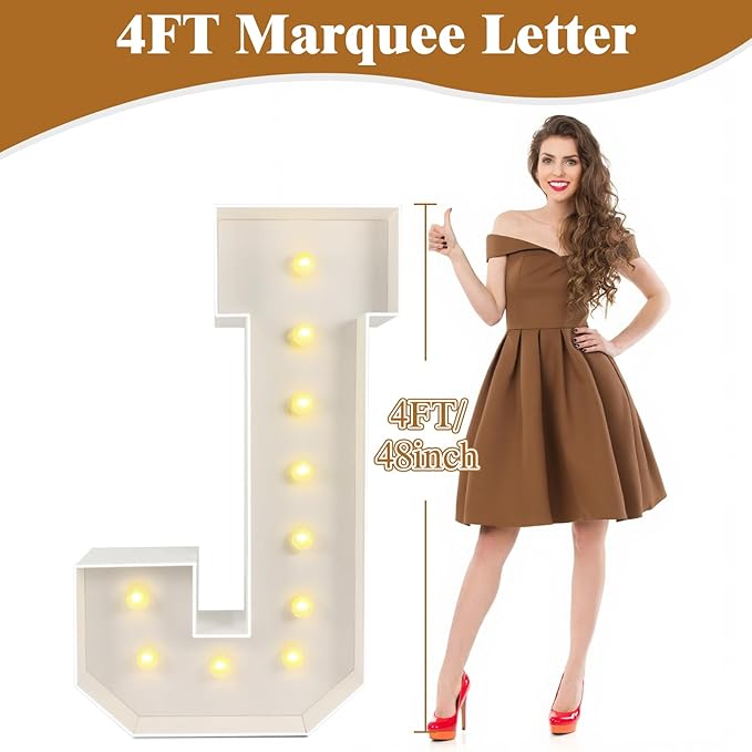 Marquee Light Up Letters: 4FT Large Decorative Signs for Party Decorations Baby Shower Birthday Wedding Engagement Anniversary, 4 Feet Tall Pre-Cut DIY Foamboard Letter I - Easy to Assemble