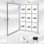 36"x24" Enclosed Bulletin Board with Locking Door, Tamper-Proof Dispaly Case, Aluminium Frame, Outdoor Bulletin Board Weatherproof, Lockable Cork noticeboard for School,Office,etc