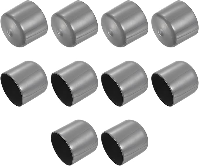 uxcell 10pcs Rubber End Caps 47mm ID Vinyl Round End Cap Cover Screw Thread Protectors Dark Grey