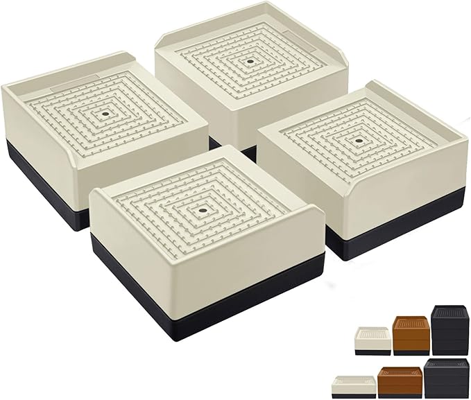 Bed Lifts Risers 1.5 inch, Square Adjustable Risers Blocks for Bed Sofa Table and Couch Lifting，Heavy Duty Support Up to 1,300 Lbs (4 Pack-Apricot)