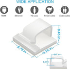 Adhesive Cable Clips White (Large, 45 PCS), Upgraded Wire Clips for Electric Wires, Cord Holders Management Under Desk, Car, Extension Cord, Ethernet Cable, LED Lights