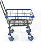 U Handle Grocery & Laundry CART 1.5 Bushel (Gunpowder Metal) Red, Blue Trim (Blue)