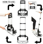 FCH Folding Hand Truck Aluminum Portable Folding Hand Cart 165lbs Capacity Hand Cart and Dolly Ideal for Home, Auto, Office,Travel Use,Black