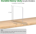 Shelf Dividers for Closet Organization: 8 Pack 10" Tall X 8.4" Deep Acrylic Clear Vertical Shelves Separators - Adhesive Adjustable Easy to Install Remove - Handbags/Clothes/Towel Storage