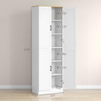 HOMCOM 67" Freestanding Kitchen Pantry, 4-Door Storage Cabinet Organizer with Adjustable Shelves, Kitchen Cabinet with Doors and Shelves, Distressed White