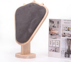 Natural Body Wood Necklace Display Stand with Gray Flannelette Soft Mat Necklace Holder Organizer Desktop Stand for Home Store Dresser-4.45"x8.4"x12"