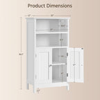 Yaheetech Bathroom Floor Cabinet, Free Standing Cabinet with Double Door and Adjustable Shelf, Side Tall Storage Organizer for Living Room/Kitchen/Hallway/Home Office, White