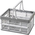 Collapsible Storage Crate with Handles, 20L Foldable Plastic Basket, Organizer Container (Light gray, M)