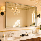 48"x32" Silver Framed Bathroom Mirror, Large Rectangular Vanity Mirror, Aluminum Metal Frame, Wall Farmhouse Modern Wall-Mounted Mirrors for Bathroom, Bedroom, Living Room, Over Sink