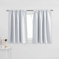 PONY DANCE Short Length Curtains for Kitchen, Solid Half Window Curtain Tiers for Bathroom Energy Saving Privacy Shade for RV Camper, 29W x 36L, Greyish White, 2 Pieces