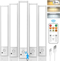 Under Cabinet Lights Wireless,Motion Sensor Light Indoor Closet Lights with Remote Control,3 Color Temps,LED Rechargeable Battery Operated,Under Counter Lights for Kitchen,Wardrobe,Stairs,5 Pack