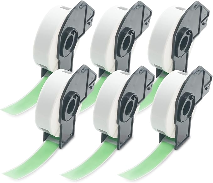 BETCKEY - File Folder Labels Replacement for Brother DK-1203 (0.66 in x 3.4 in), Compatible with Brother QL Label Printers [6 Rolls/1800 Labels, Green]