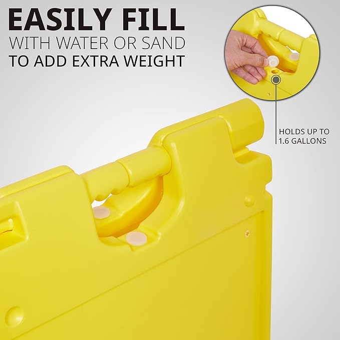 Jumbl A-Frame Signboard 15.7” x 26” Display Surface – Small Outdoor Sandwich Board w/Weather Resistant PVC Sign Protector & Sand Fill Holes – Dual Signage Stand for Storefront Sidewalk Curb (Yellow)