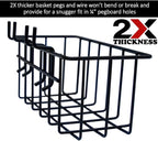 Heavy Duty Peg Board Hook Baskets for ¼ Pegboard Holes, Set of 3 Black Wire Baskets, Extra Thick Metal Fit Snugly in Pegboards with ¼ Inch holes, ¼” Peg Board Organizer Accessories for Tools and More