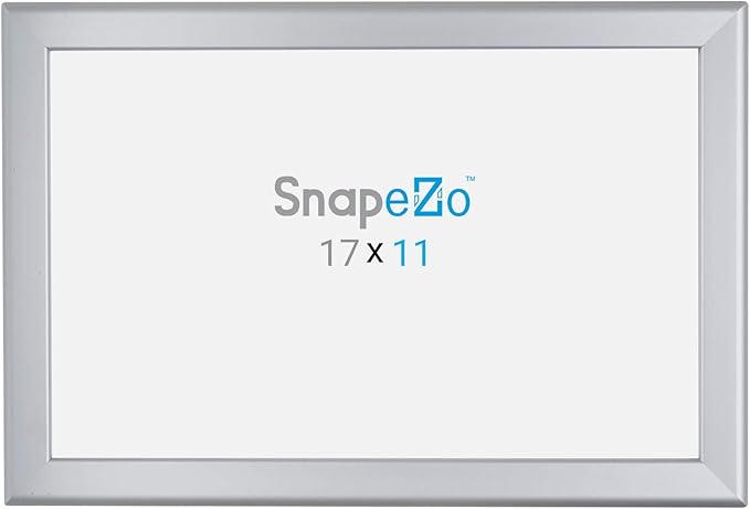 SnapeZo Photo Frame 11x17, Silver, 1.25 Inch Aluminum Profile, Front-Loading Snap Frame, Wall Mounting, Professional Series