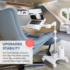 LEVO G2 Deluxe Adjustable Laptop Stand – Rolling Computer Desk & Ergonomic Table for Bed, Sofa, or Office – Portable Mobile Workstation with Tilt – Fits Devices up to 16″ - Silver & White