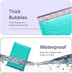 Teal Small Bubble Mailers 4x8 Inch #000 | Thick Padded Poly Mailer Envelopes | Mailing Trading card sports Card Bubble Envelopes | Water & Tear Resistant | 500 Pack Bulk