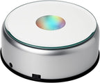 ZEERSHEE 3.9in LED Rotating Display Stand Colorful Changing Illuminated Base 360 Degree Display Spinner for Glass Art Crystals Jewelry Craft