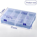 3pcs Clear Storage Small Parts Organizer Box Storage Bin With Dividers Multi Compartment for Beads Art DIY Tackle Box Organizer (CM-10 compartments)