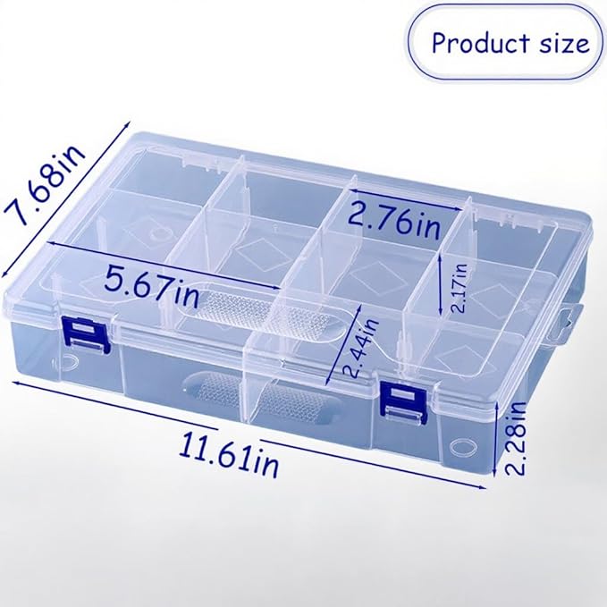 3pcs Clear Storage Small Parts Organizer Box Storage Bin With Dividers Multi Compartment for Beads Art DIY Tackle Box Organizer (CM-10 compartments)
