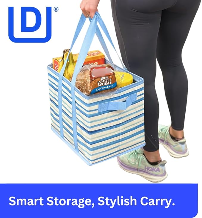 DURASACK Grocery Tote 3-Pack All-Purpose Collapsible Totes with Handles Kitchen Reusable Grocery Bags
