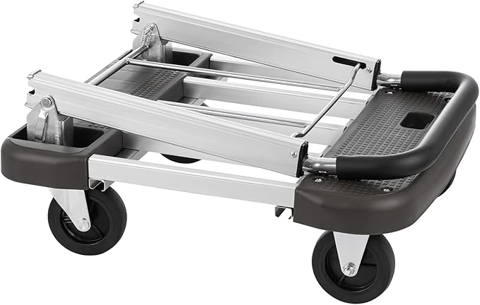 Foldable Platform Cart 29" x 17" x 35" Aluminum Platform Truck 330lbs Capacity Folding Push Cart Adjustable Heavy Duty Platform Cart Dolly for Car House Office Luggage Moving