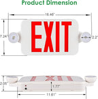 Gruenlich LED Exit Sign Combo with Emergency Lights, Adjustable Heads and Double Sided, Battery Backup, UL 924 Qualified, AC 120-277V, Commercial Emergency Exit Light for Business- 1 Pack
