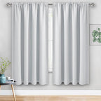 JIUZHEN Blackout Curtains for Bedroom - 60 Inch Wide Thermal Insulated Room Darkening Privacy Soundproof Curtains for Living Room, Set of 2 Panels with Tiebacks, 60 x 63 inches, Greyish White