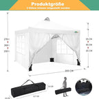 COBIZI 3x3 Outdoor Gazebo, Heavy Duty, Foldable, Waterproof, UV Protection 50+, Adjustable Height, for Garden, Parties, Market, Camping (White)