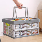Domiella 2-Pack Foldable Storage Baskets, Collapsible PP Crates with Handles - 20L Capacity, Strong and Portable for Home Organization, Picnic and Shopping, Grey + Pink