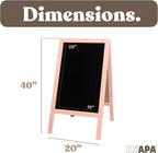 Ilyapa Wooden A-Frame Sign with Eraser & Chalk - 40 x 20 Inches Magnetic Sidewalk Chalkboard – Pink Menu Display for Restaurant, Business Or Wedding