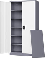 Letaya Metal Garage Storage Cabinets with Lock Door and Adjustable Shelves, Steel Tool Cabinets for Home,Office,Warehouse Organisieren (Gery White, 72" H)