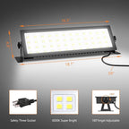 2 Pack LED Shop Lights, 100W 13000LM 6000K Super Bright LED Work Light, IP66 Waterproof Flood Light Outdoor with Plug, LED Shop Lights for Workshop, Garage, Shop, Outdoor