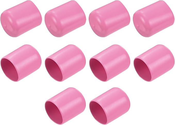 uxcell 10pcs Rubber End Caps 21mm ID Vinyl Round End Cap Cover Screw Thread Protectors Pink