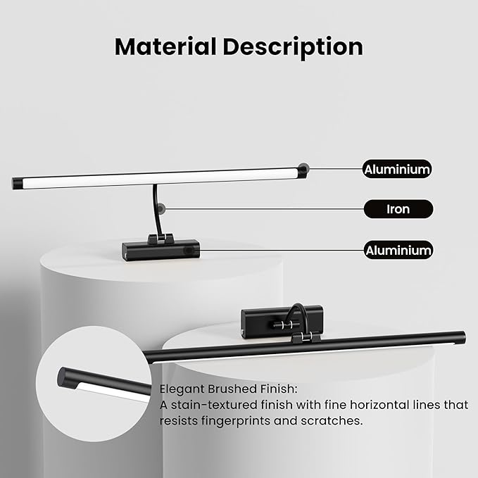 24" Picture Light with 8000mAh Battery - Black Operated Wireless Wall Sconce with Remote & Timer for Large Paintings, Photo, Canvas & Artwork