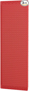 OmniWall Modular Metal Pegboard System, 16x48 inches, Steel Construction, Wall-Mounted Tool Storage (Red, Vertical)