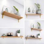 Gold Heavy Duty Shelf Brackets 12 Inch, Extra Thick L Shelving Brackets, Rustic Gold Iron Floating Shelves Wall Mounted with Hardware for DIY Open Shelving, 4 Pack