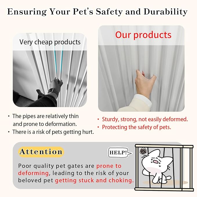 Lumizone Extra Tall Cat Gate 55.12" High Pressure Mounted Extra Wide 2025 New (17 Sizes) 1.37" Gap No Drilling Auto-Close One-Handed Operation Tall Pet Gate for Dogs(White, 55.12" H x 55.12"-59.44" W)