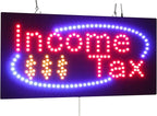 Income Tax Sign, Jumbo size, 31"x17", 78x43cm, TOPKING, LED, Neon, Florescent, Signage, Signboard, Display, Billboard, Screen, Grand Opening, Gift
