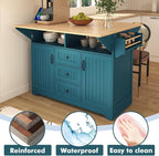 Kitchen Island with 2 Drop Leaf, Home Cart Island on Wheels Foldable Dining Table with Power Outlets,3 Drawers,Storage Cabinet, Tower Rack(Green)