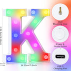 mooncow Rechargeable Light Up Letters,Colorful Marquee Letters with Remote,Gift Wrap Gifts,Bedroom Home Bar Party Decor (K)