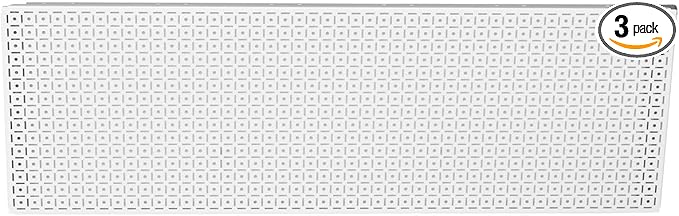 OmniWall Modular Metal Pegboard System, 16x48 inches, Steel Construction, Wall-Mounted Tool Storage (White, Horizontal)