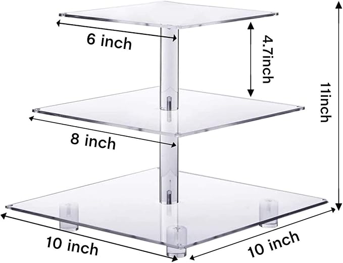 YestBuy 3 Tier Cupcake Stand - Premium Cupcake Holder - Acrylic Cupcake Tower Display - Acrylic Display for Pastry + LED Light String - Ideal for Weddings, Birthday Parties(Multicolored)