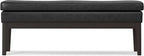 SIMPLIHOME Carlson Ottoman Bench - 45 inch Wide Upholstered Vegan Leather Rectangle Ottoman in Distressed Black, Mid Century Modern Bench for Bedroom, Entryway or Living Room with Padded Seat