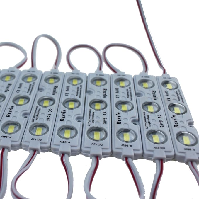 Rextin Super Bright 200pcs 3 LED Module Pink 5630 5730 SMD 40-45LM Per led Waterproof Decorative Light for Letter Sign Advertising Signs with Tape Adhesive Backside