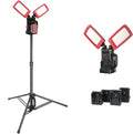 12000LM 85W Cordless LED Work Light, Dual-Head with Tripod, Compatible with Dewalt, Milwaukee, Makita 18–21V Battery, Flicker-Free, Glare-Free, Brightness Adjustable for Jobsite and Garage