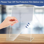 Slanted Back Acrylic Sign Holder 4 x 6, Clear Tabletop Stands for Display, Plastic Paper Sign Holders for Office, Home, Restaurant (6 Pack)