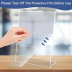 Slanted Back Acrylic Sign Stands 8 x 10, Clear Tabletop Display, Plastic Paper Sign Holder for Office, Home, Restaurant (6 Pack)