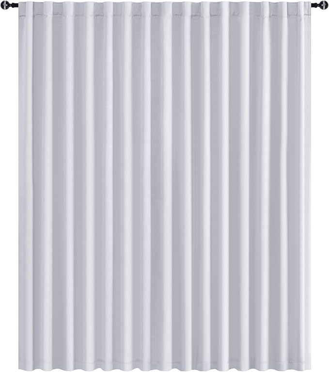 Hiasan Privacy Room Divider Patio Sliding Door Curtain Extra Wide Blackout Thermal Insulated Curtains with Back Tab & Rod Pocket for Bedroom Partition Living Room (120 x 108 Inches, Greyish White)